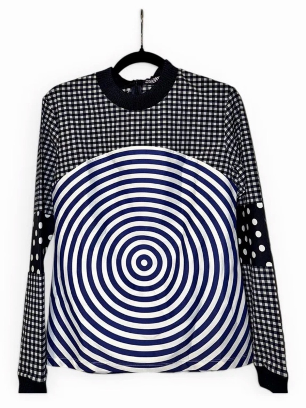 Jean Paul Gaultier Navy, White & Black Graphic Mixed-Print Sweatshirt